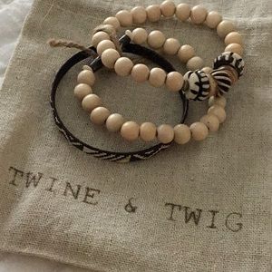Twine and twig bracelet stack